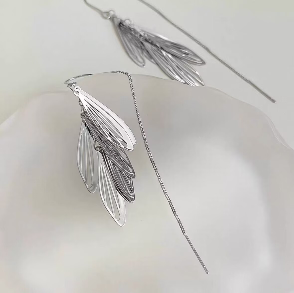 Wings tassel earrings, new earrings, ear clips, autumn and winter earrings