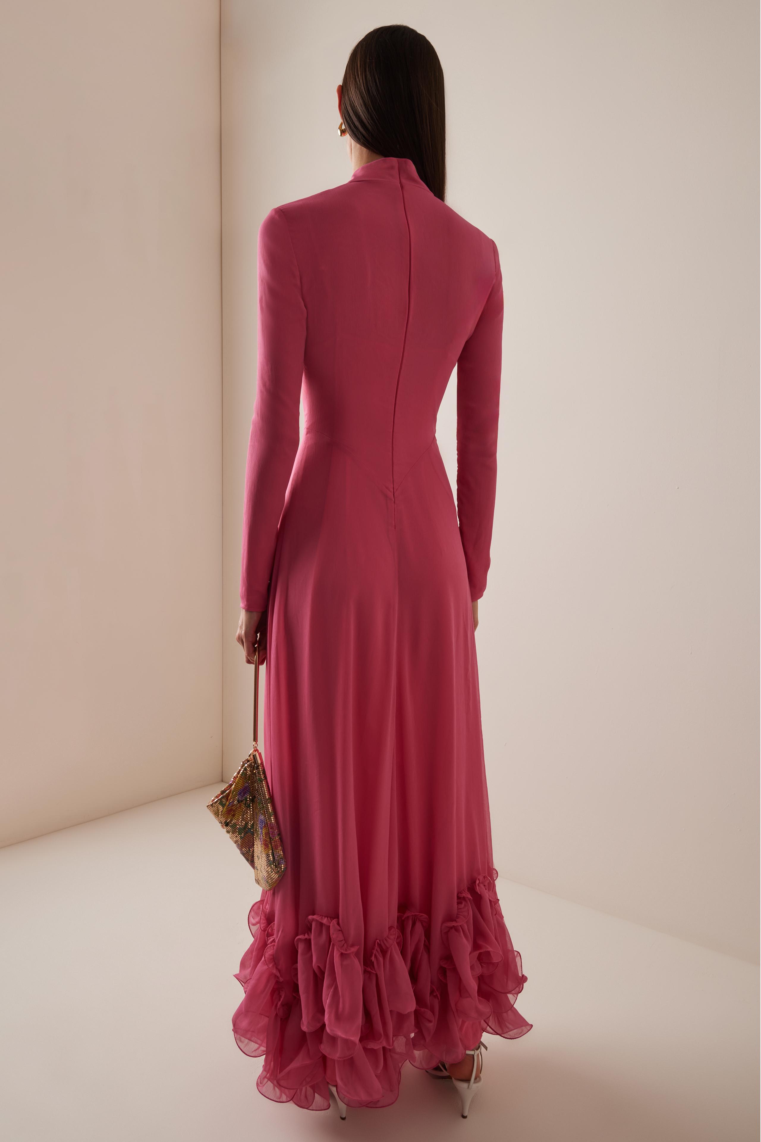 Ruffle Chiffon High Neck Maxi Dress Ruffle Chiffon High Neck Maxi Dress