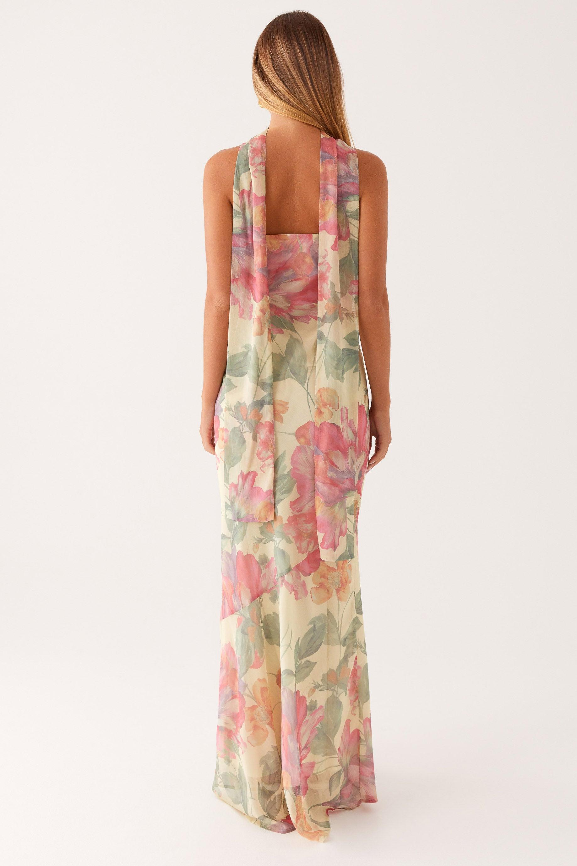 Floral Chiffon Strapless Maxi Dress Floral Chiffon Strapless Maxi Dress