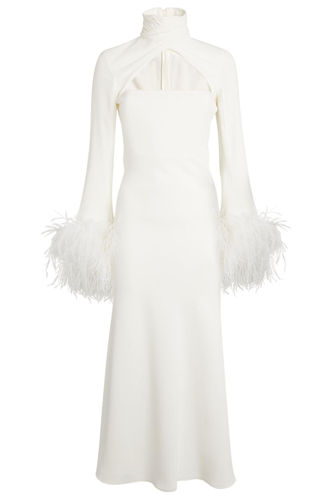 Feather Solid High Neck Midi Dress Feather Solid High Neck Midi Dress