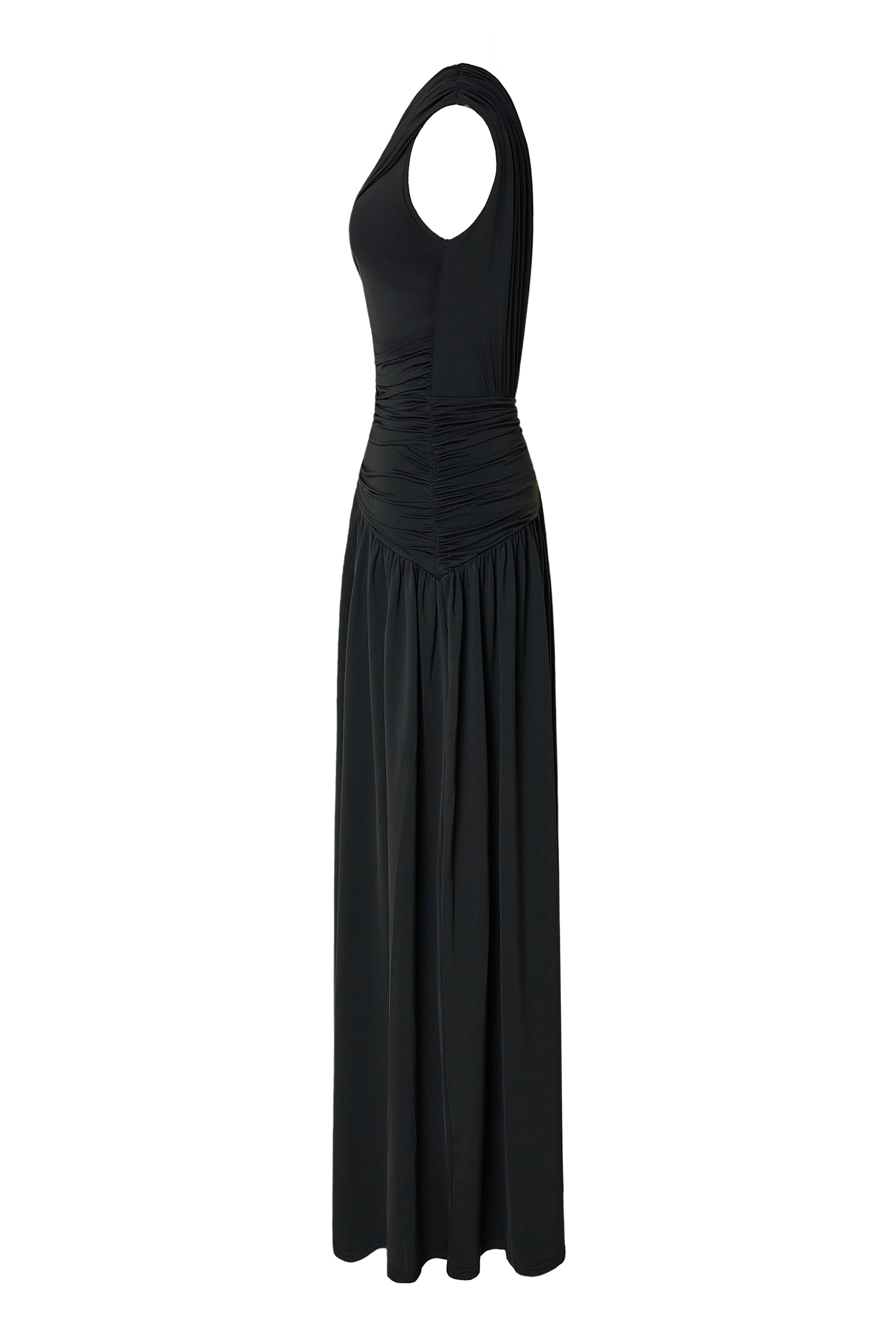 Gathering Solid One-Shoulder Maxi Dress Gathering Solid One-Shoulder Maxi Dress