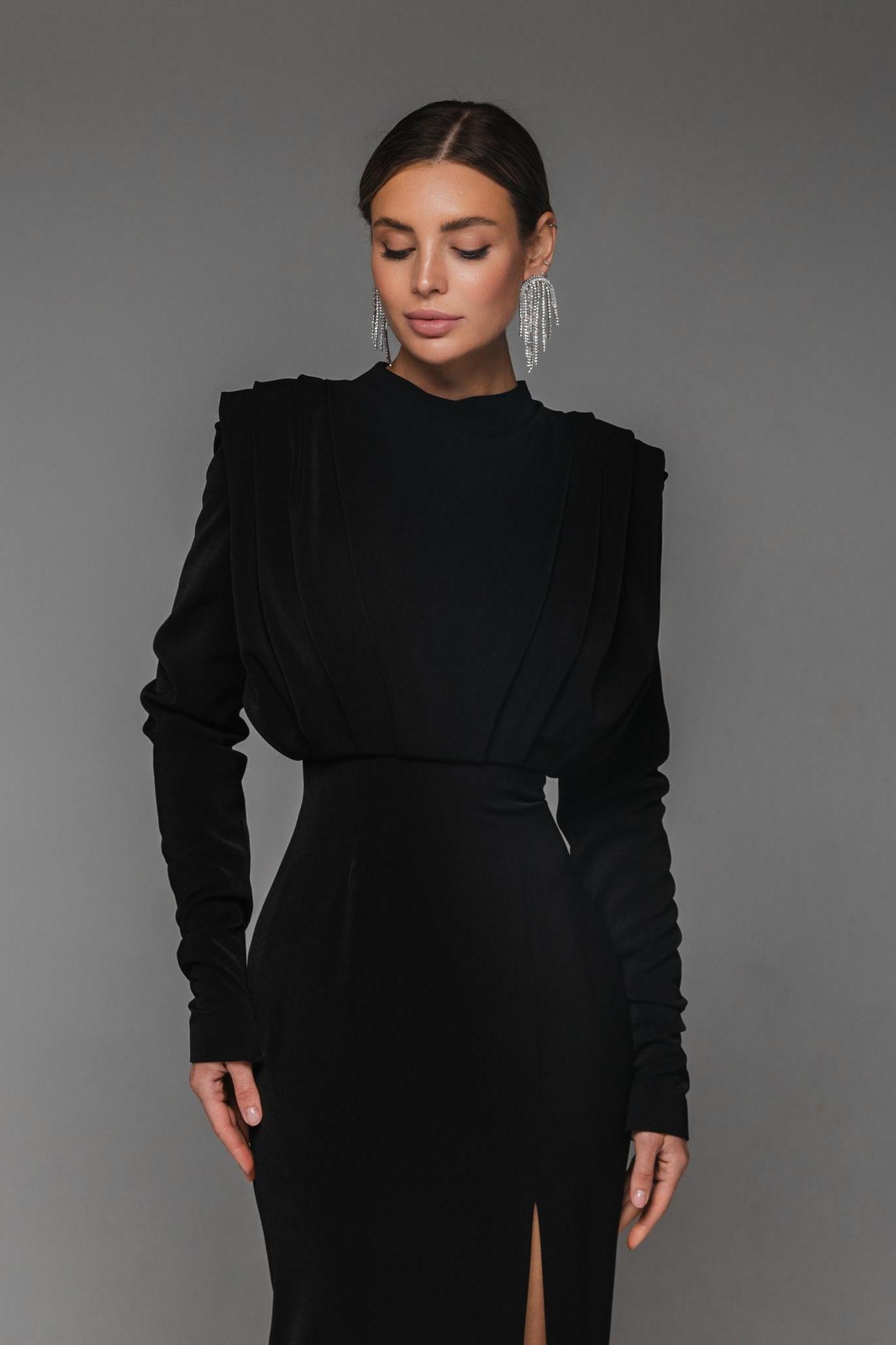 Solid High Split Long Sleeve Midi Dress Solid High Split Long Sleeve Midi Dress