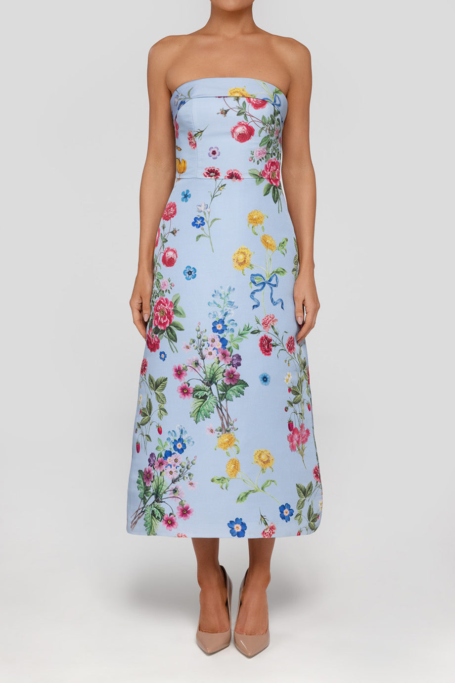 Bow Floral Off-Shoulder Midi Dress Bow Floral Off-Shoulder Midi Dress