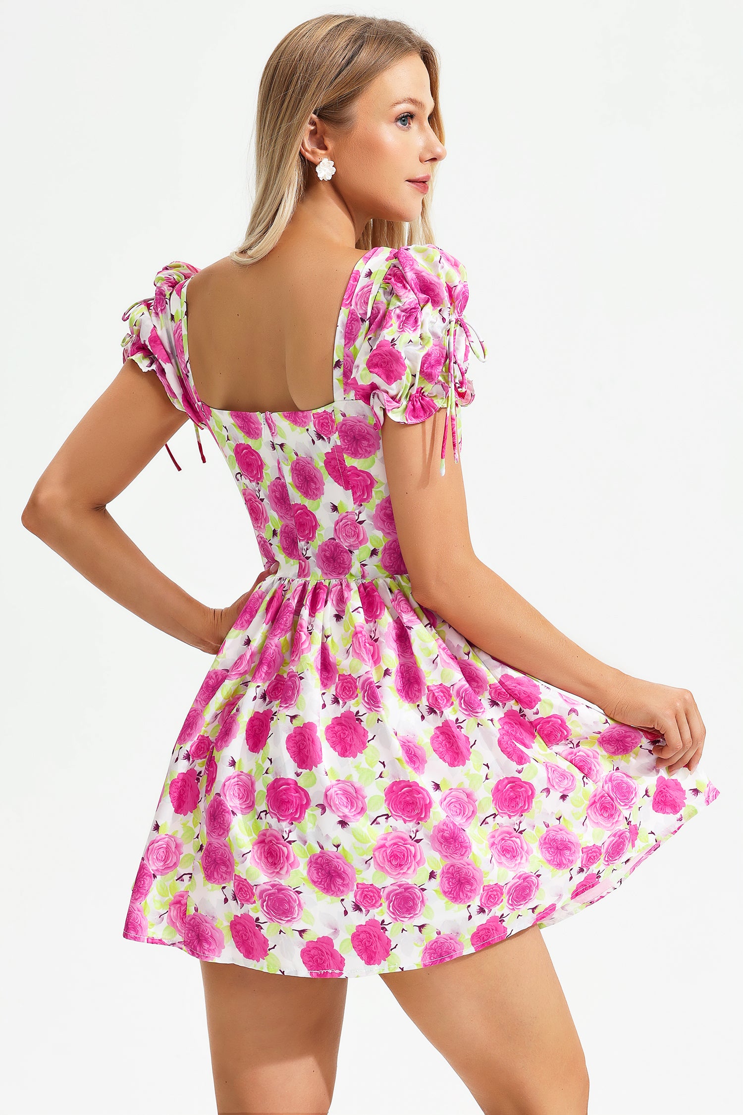 Floral V-Neck Short Sleeve Dress Floral V-Neck Short Sleeve Dress