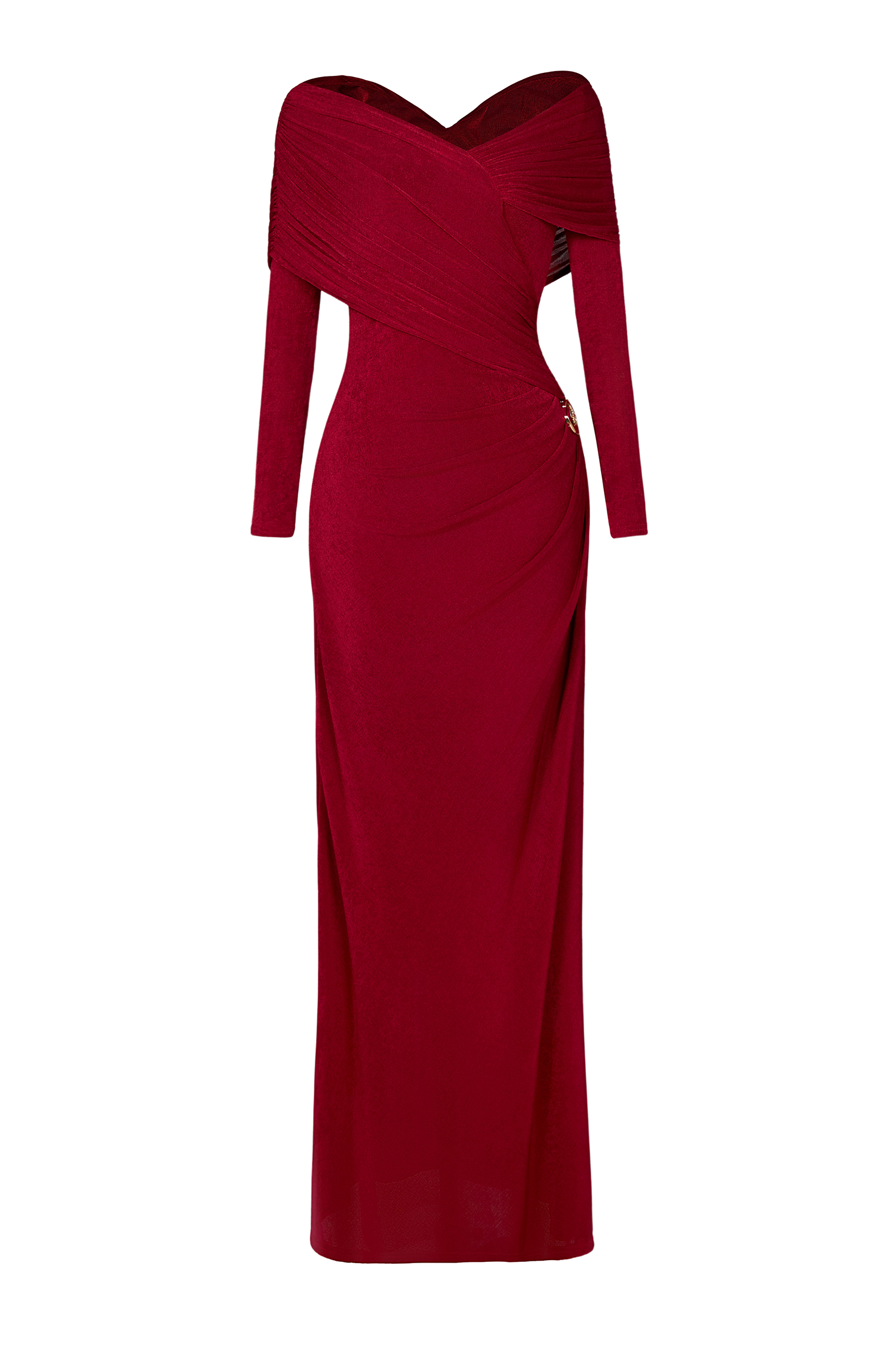 Solid Gathering Long Sleeve Maxi Dress Solid Gathering Long Sleeve Maxi Dress