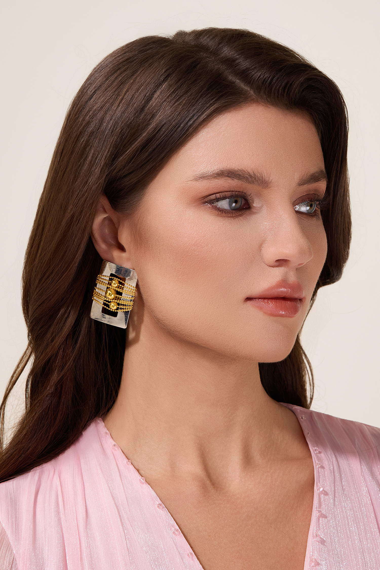 Rectangle Beaded Metal Earrings Rectangle Beaded Metal Earrings