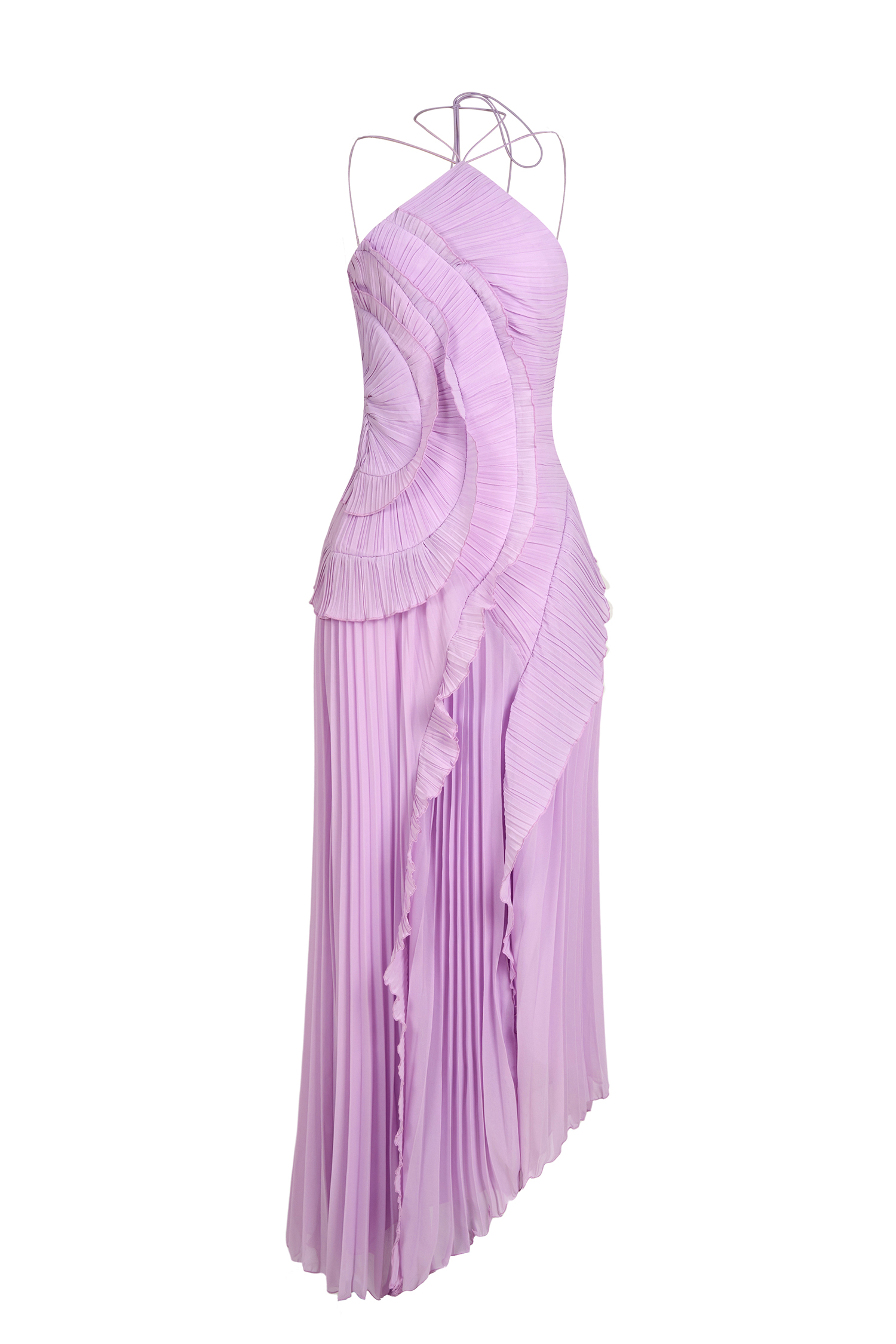 Pleated Frill Halter Neck Midi Dress Pleated Frill Halter Neck Midi Dress