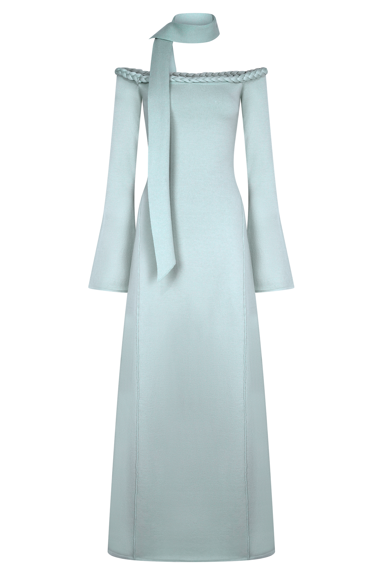Knotted Off Shoulder Maxi Dress With Scarf Knotted Off Shoulder Maxi Dress With Scarf