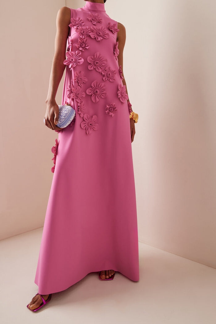 3D Floral High Neck Sleeveless Maxi Dress 3D Floral High Neck Sleeveless Maxi Dress