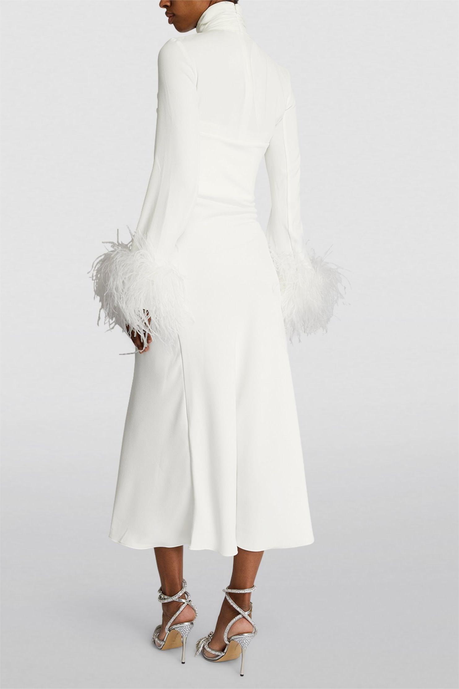 Feather Solid High Neck Midi Dress Feather Solid High Neck Midi Dress