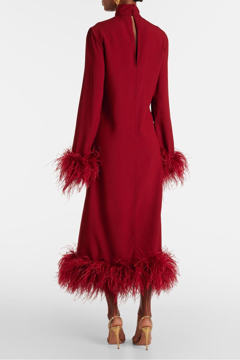 Solid Feather Long Sleeve Midi Dress Solid Feather Long Sleeve Midi Dress