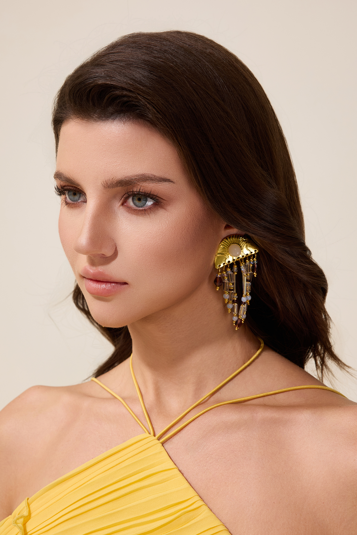 Fan Shaped Beaded Tassel Earrings Fan Shaped Beaded Tassel Earrings