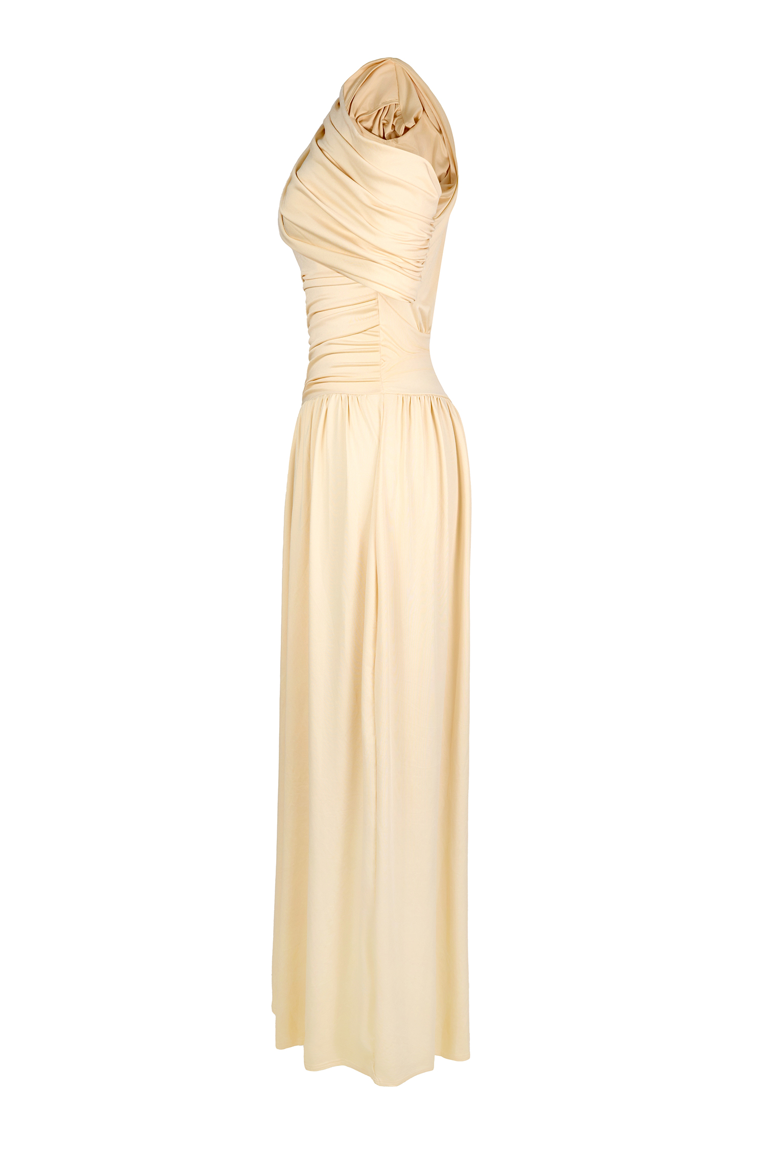 Gathering Solid One-Shoulder Maxi Dress Gathering Solid One-Shoulder Maxi Dress