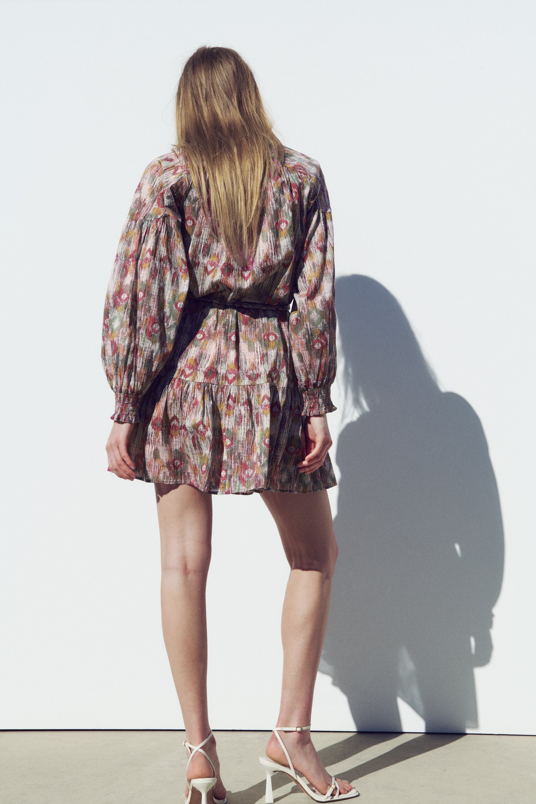 Floral Puff Long Sleeve Ruffle Hem Mini Dress Floral Puff Long Sleeve Ruffle Hem Mini Dress