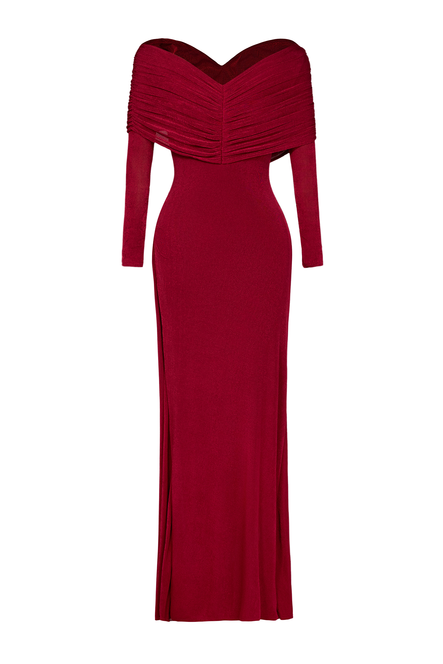 Solid Gathering Long Sleeve Maxi Dress Solid Gathering Long Sleeve Maxi Dress