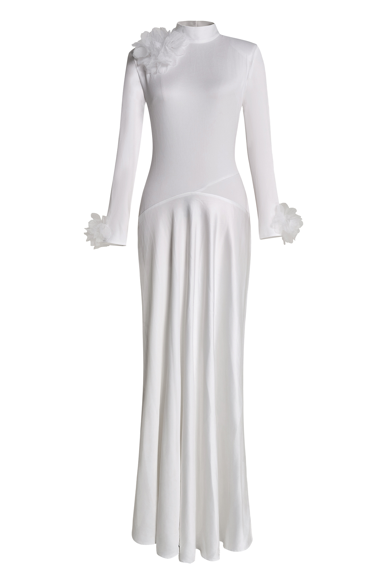 3D Flower Single Breasted Long Sleeve Maxi Dress 3D Flower Single Breasted Long Sleeve Maxi Dress