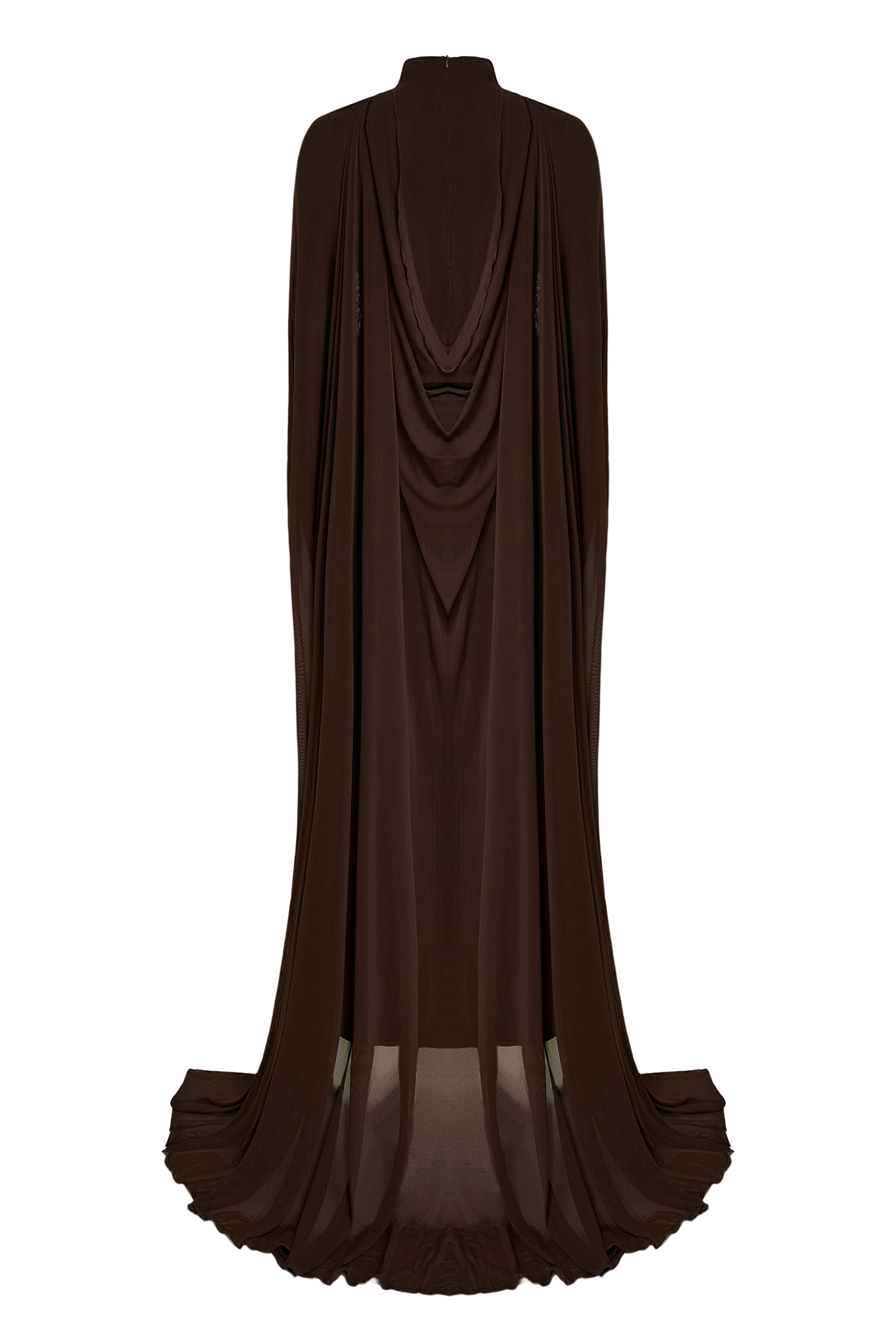 Jersey Solid Maxi Dress With Cape Jersey Solid Maxi Dress With Cape