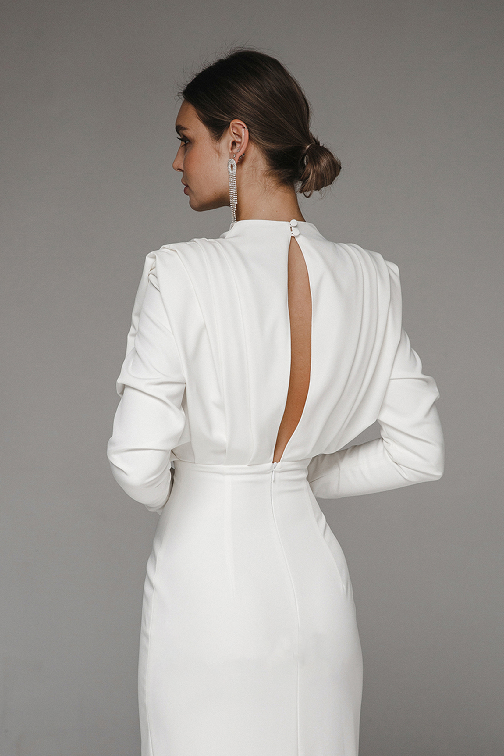 Solid High Split Long Sleeve Midi Dress Solid High Split Long Sleeve Midi Dress