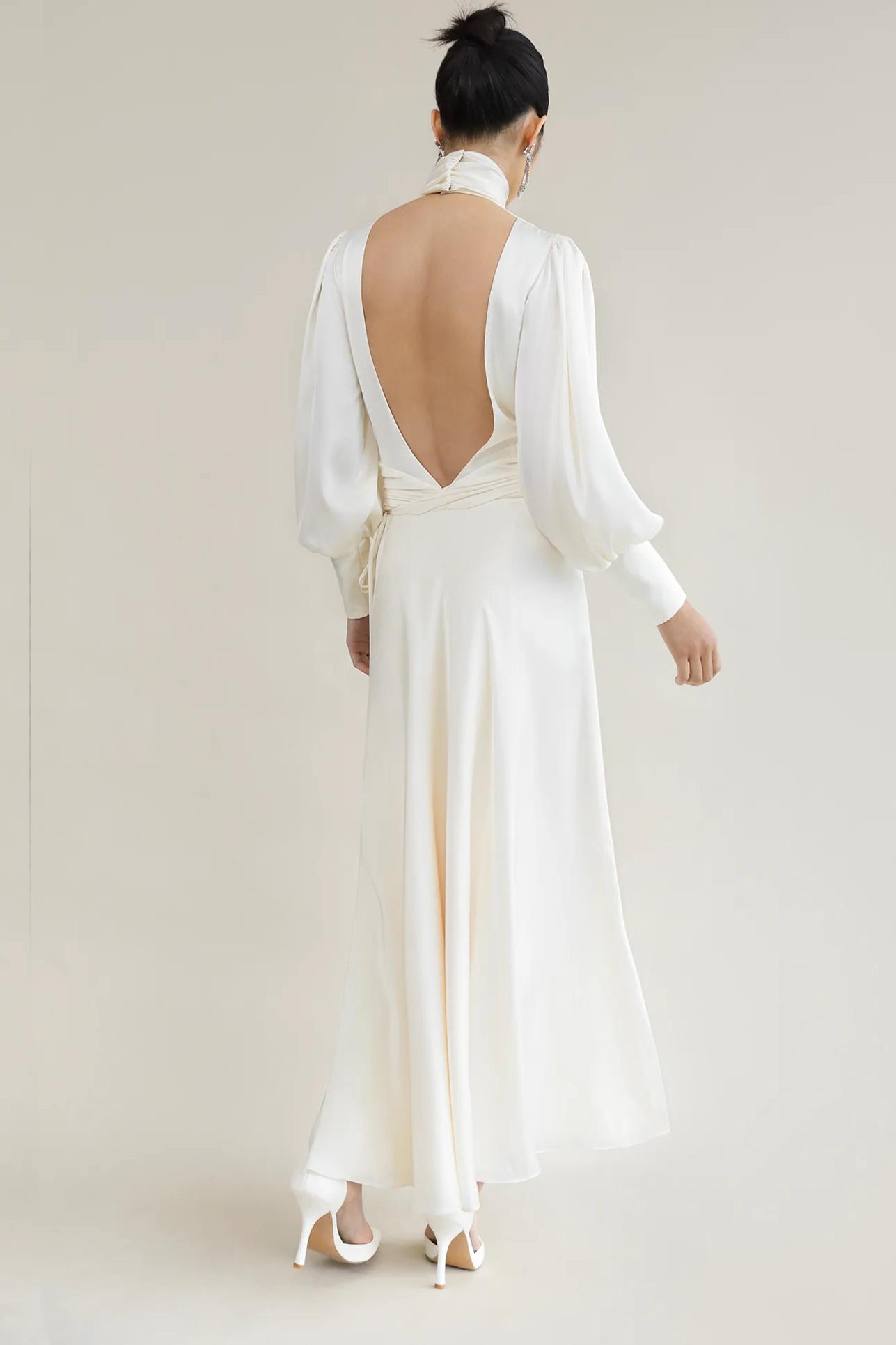 Satin Backless Tie-Up Midi Dress Satin Backless Tie-Up Midi Dress