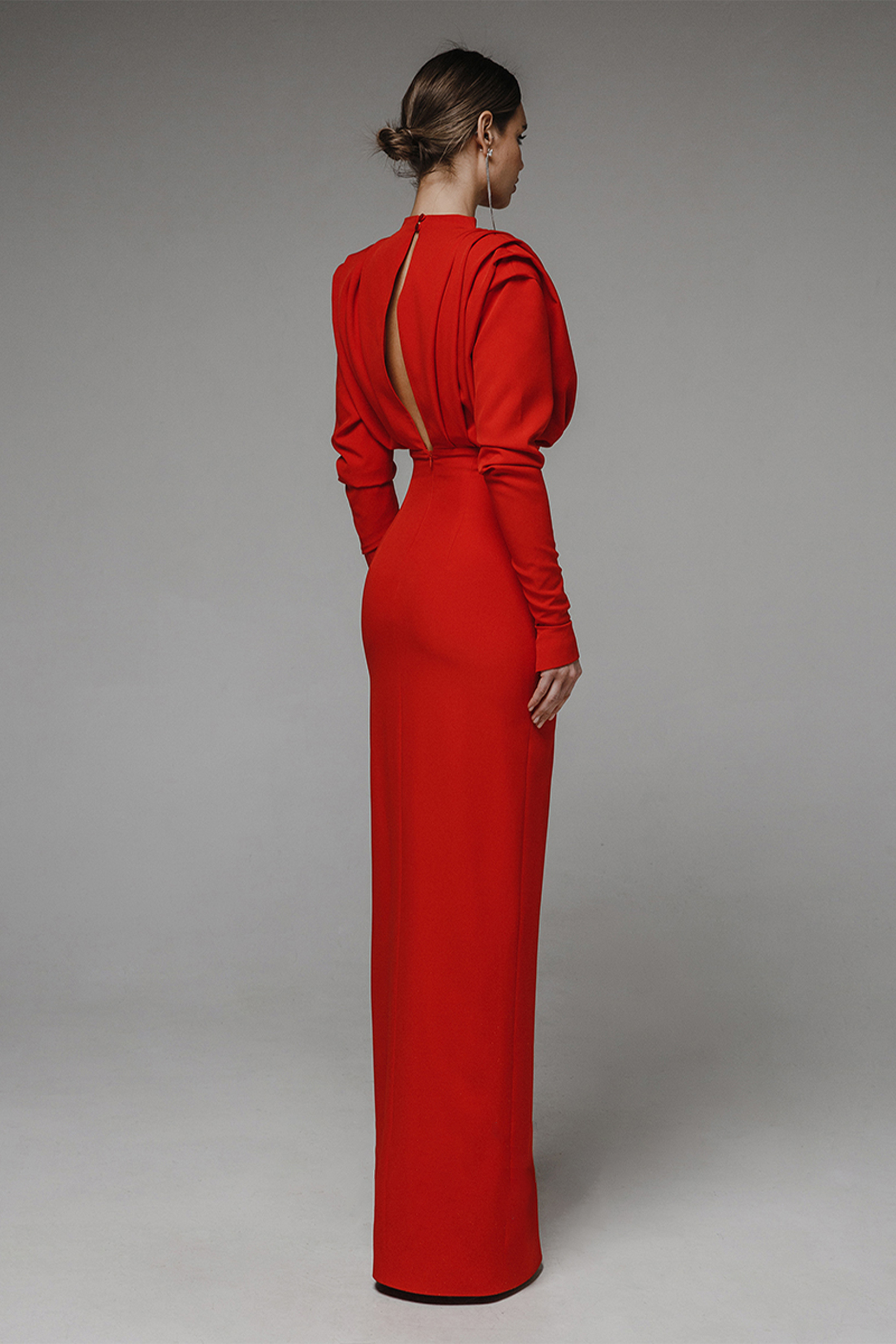 Solid High Split Long Sleeve Midi Dress Solid High Split Long Sleeve Midi Dress