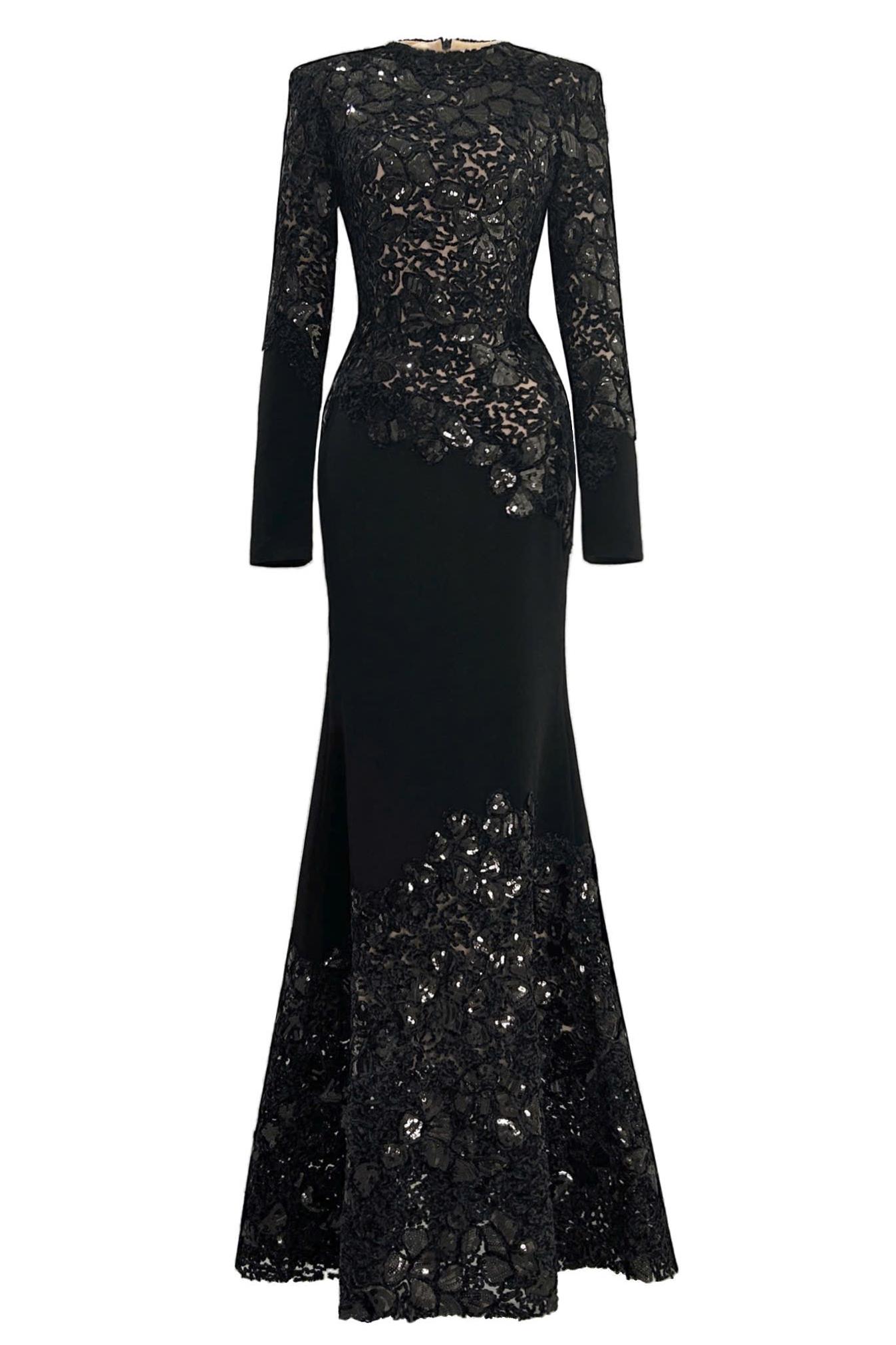Sequin Splicing Embroidery Long Sleeve Maxi Dress Sequin Splicing Embroidery Long Sleeve Maxi Dress