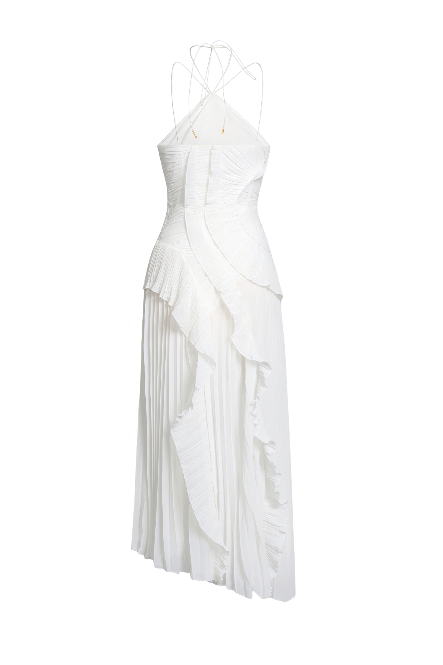 Pleated Frill Halter Neck Midi Dress Pleated Frill Halter Neck Midi Dress