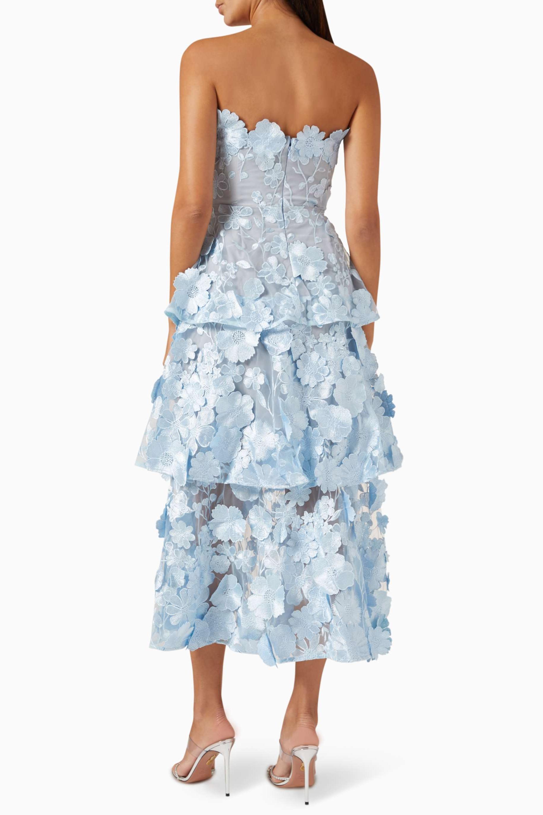 Embroidered Ruffle Off-Shoulder Midi Dress Embroidered Ruffle Off-Shoulder Midi Dress