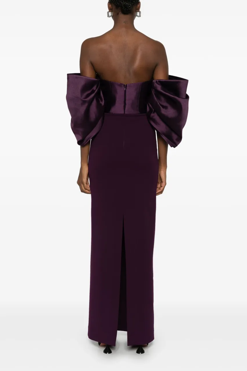 Satin Splicing Off-Shoulder Midi Dress Satin Splicing Off-Shoulder Midi Dress