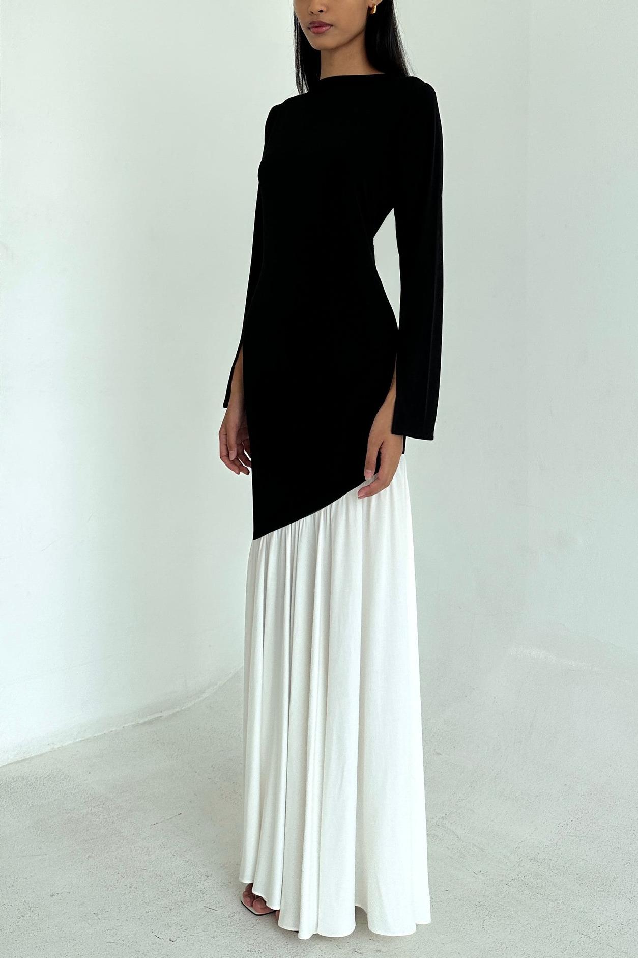Jersey Contrast Color Midi Dress Jersey Contrast Color Midi Dress