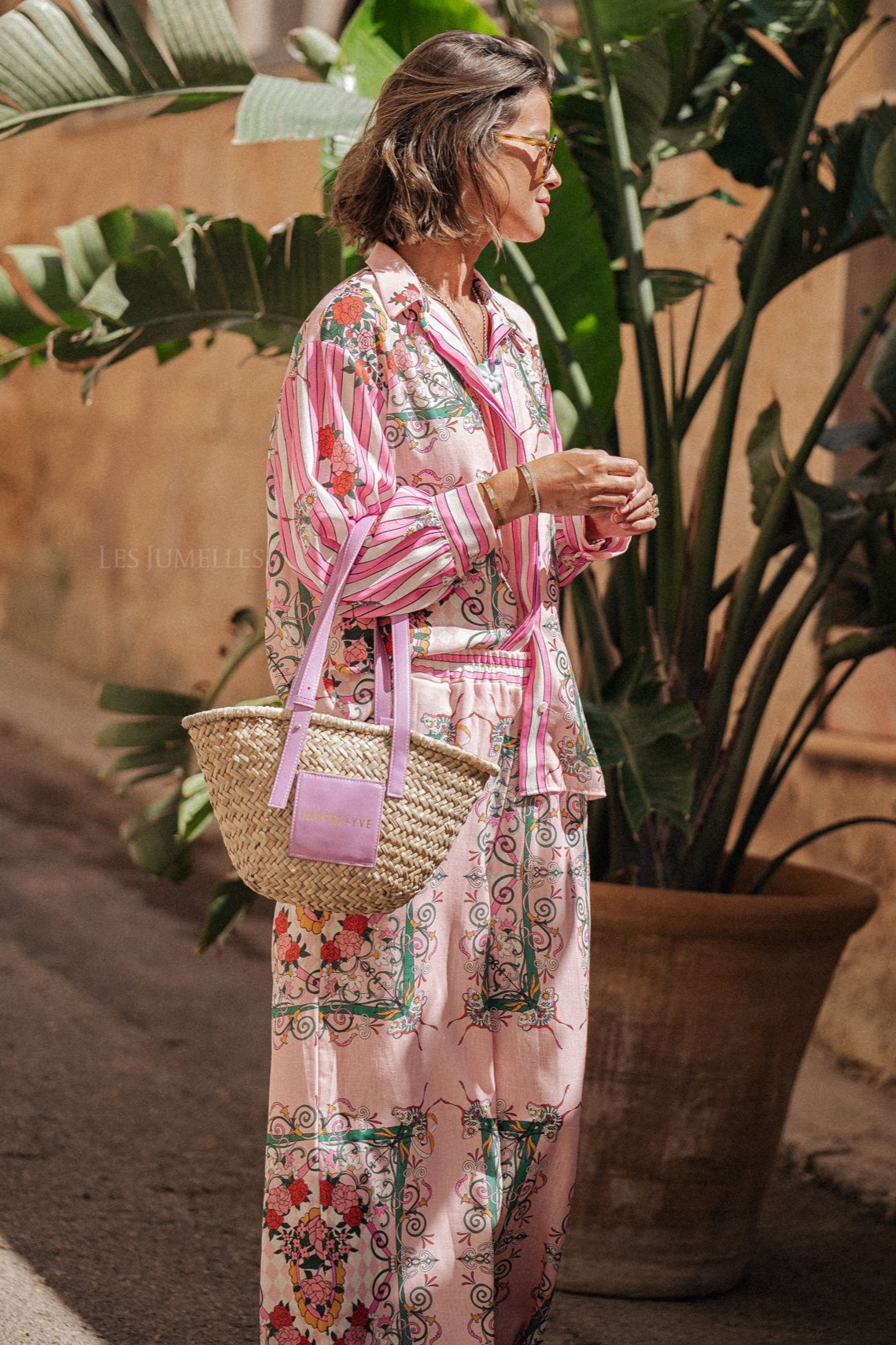 Floral Bottom Long Sleeve Top & Mid Waist Wide Leg Pants Set Floral Bottom Long Sleeve Top & Mid Waist Wide Leg Pants Set