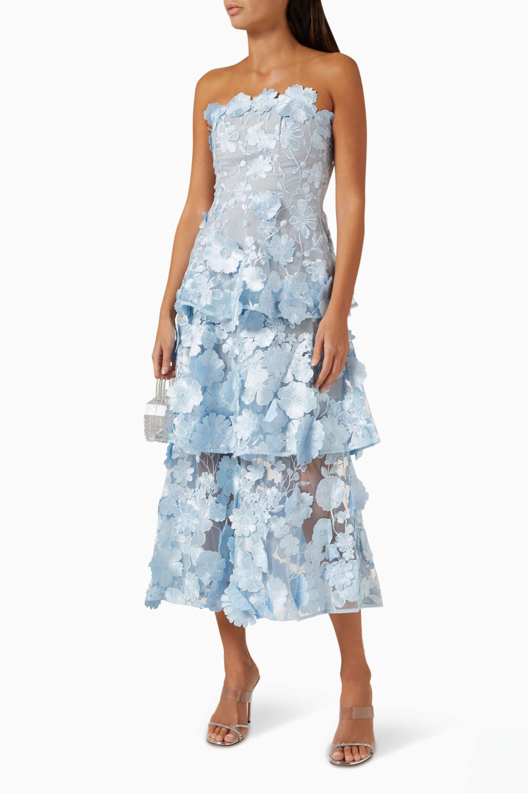 Embroidered Ruffle Off-Shoulder Midi Dress Embroidered Ruffle Off-Shoulder Midi Dress