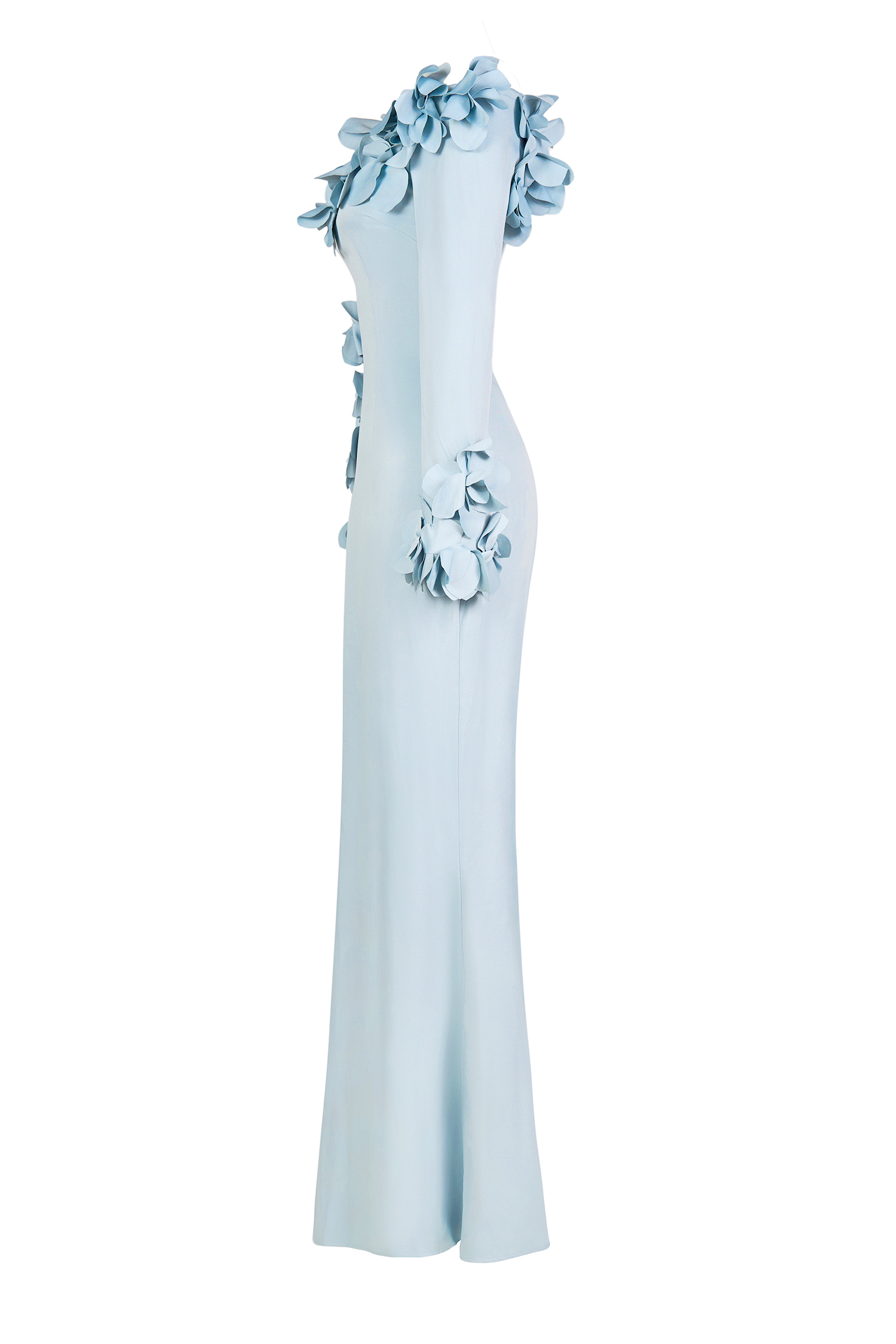 3D Flower Off-Shoulder Solid Maxi Dress 3D Flower Off-Shoulder Solid Maxi Dress