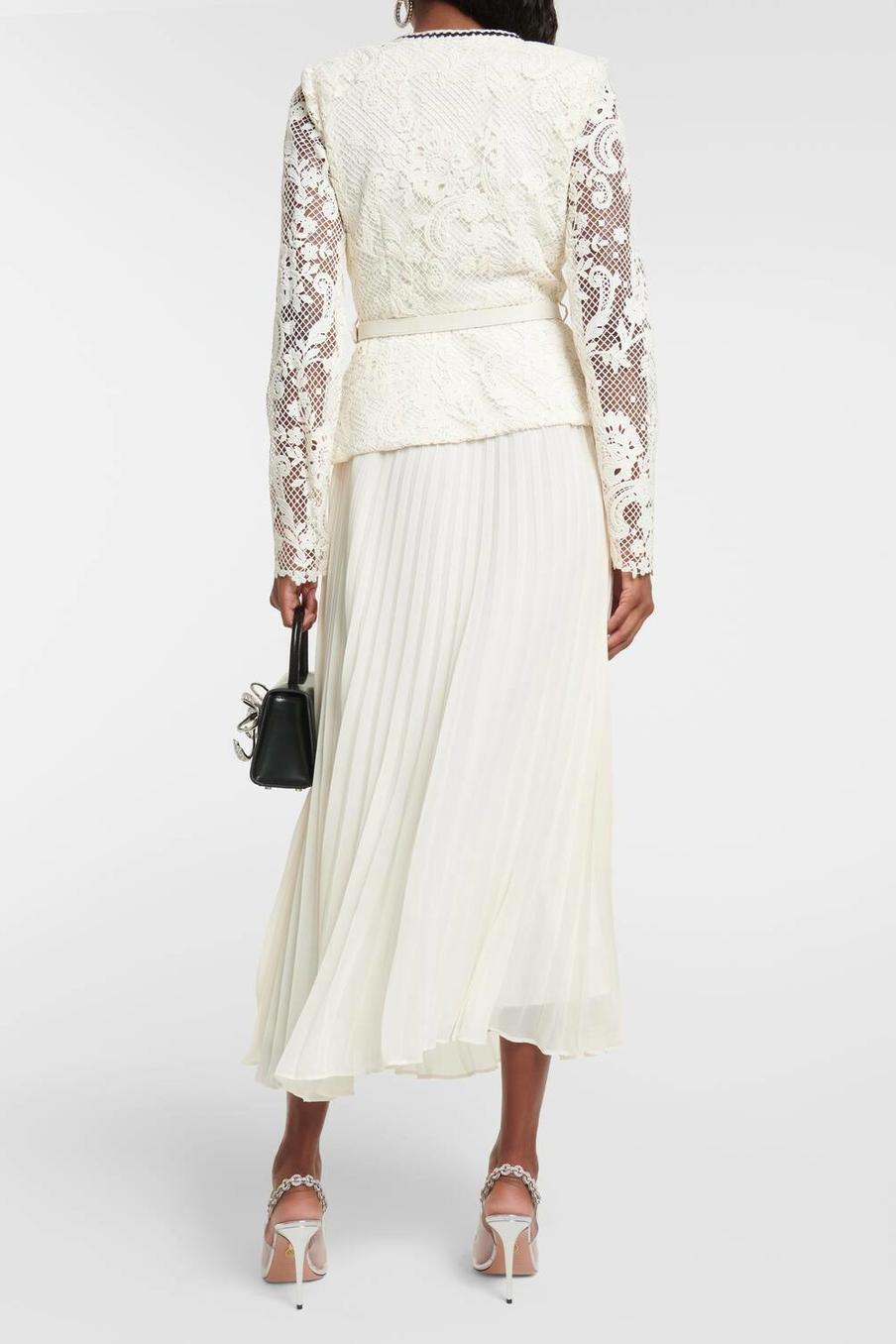 Lace Splicing Embroidered Pleat Skirt Set Lace Splicing Embroidered Pleat Skirt Set
