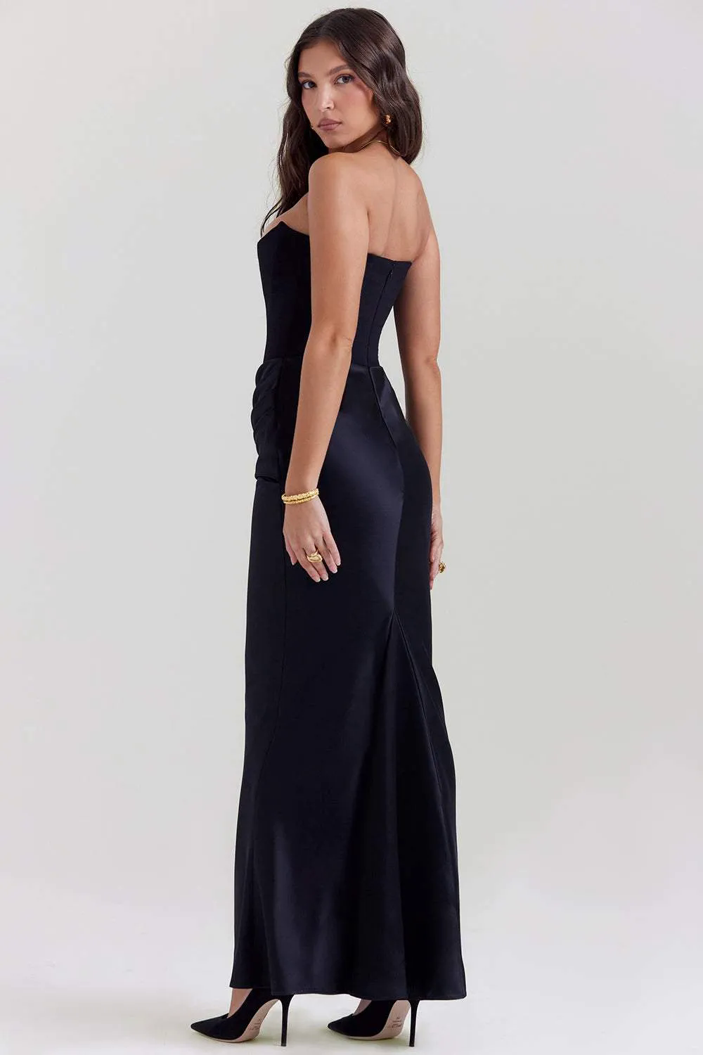 Corset Strapless Solid Midi Dress Corset Strapless Solid Midi Dress
