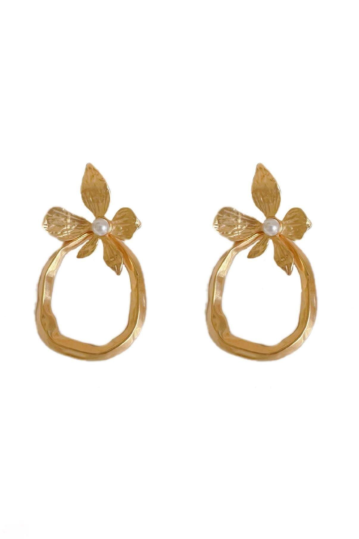 Flower Pearl Geometric Irregular Earrings Flower Pearl Geometric Irregular Earrings