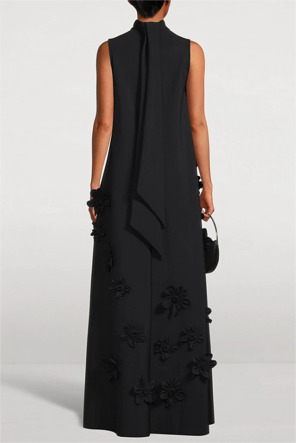 3D Floral High Neck Sleeveless Maxi Dress 3D Floral High Neck Sleeveless Maxi Dress