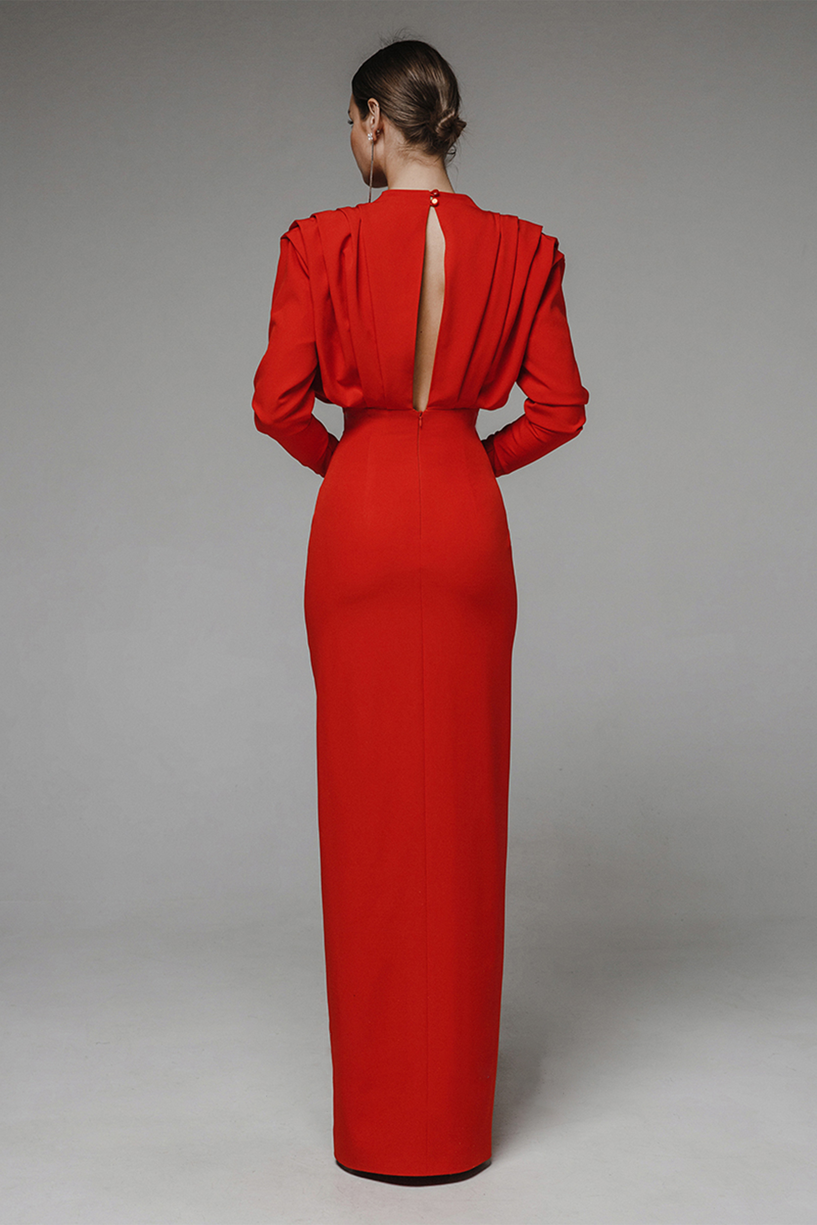 Solid High Split Long Sleeve Midi Dress Solid High Split Long Sleeve Midi Dress
