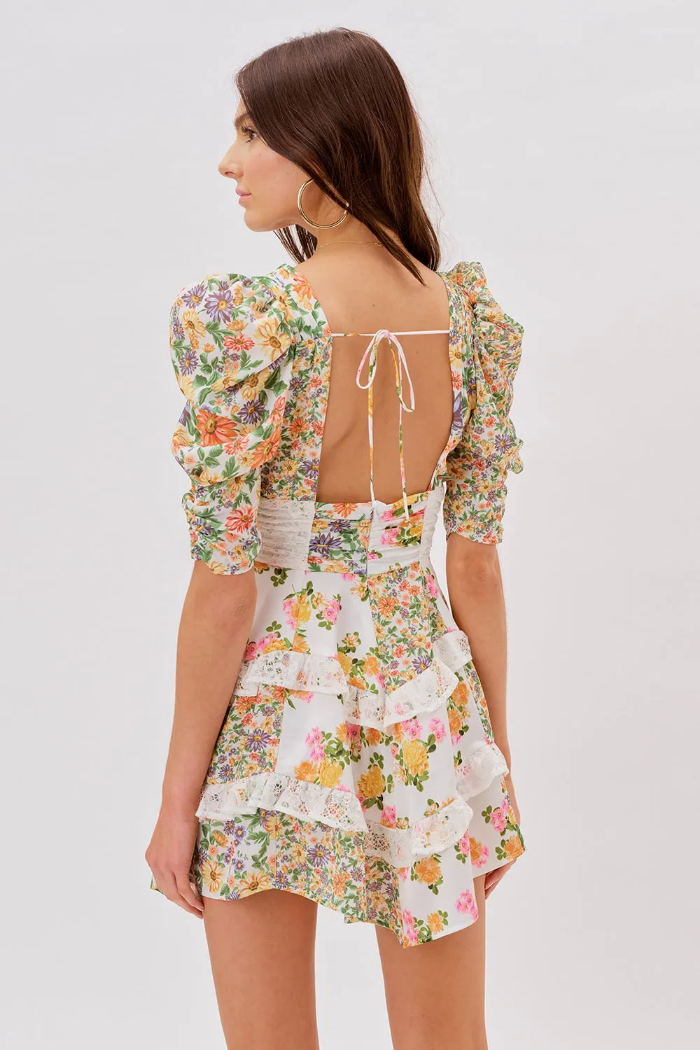 Floral Lace Puff Sleeve Mini Dress Floral Lace Puff Sleeve Mini Dress