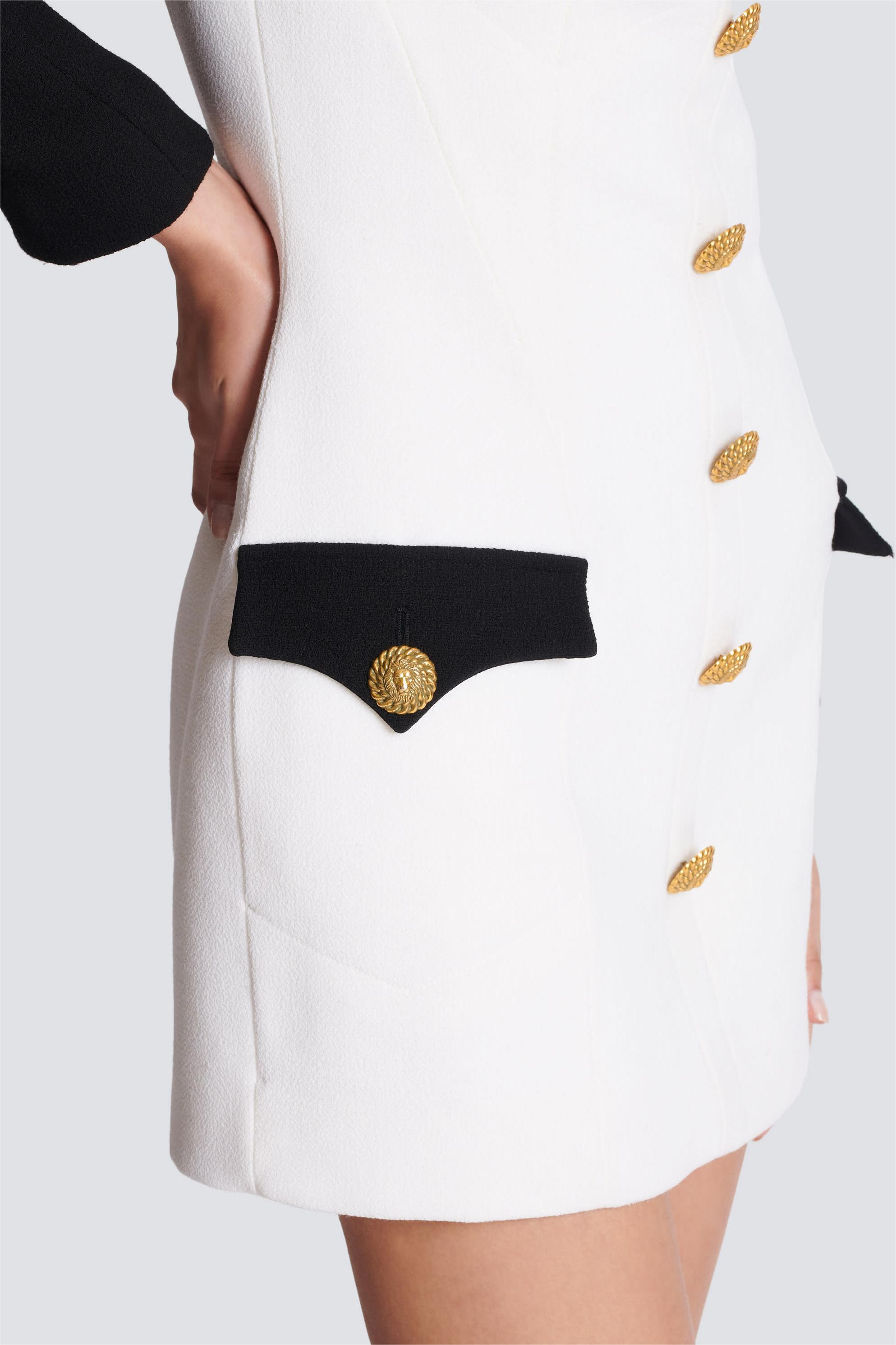 Contrast Color Metal Button Long Sleeve Mini Dress Contrast Color Metal Button Long Sleeve Mini Dress