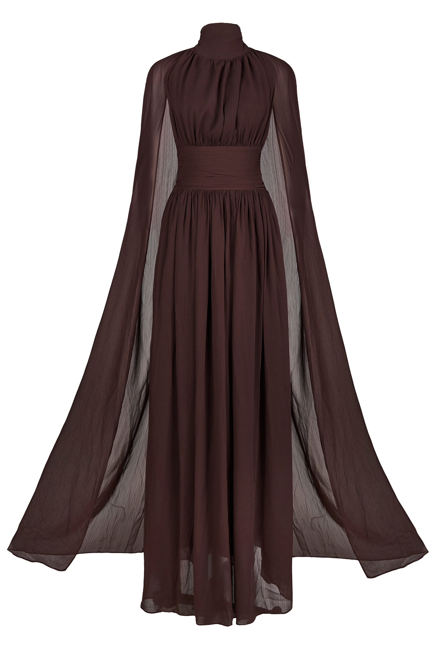 Chiffon High Neck Cape Sleeve Maxi Dress Chiffon High Neck Cape Sleeve Maxi Dress