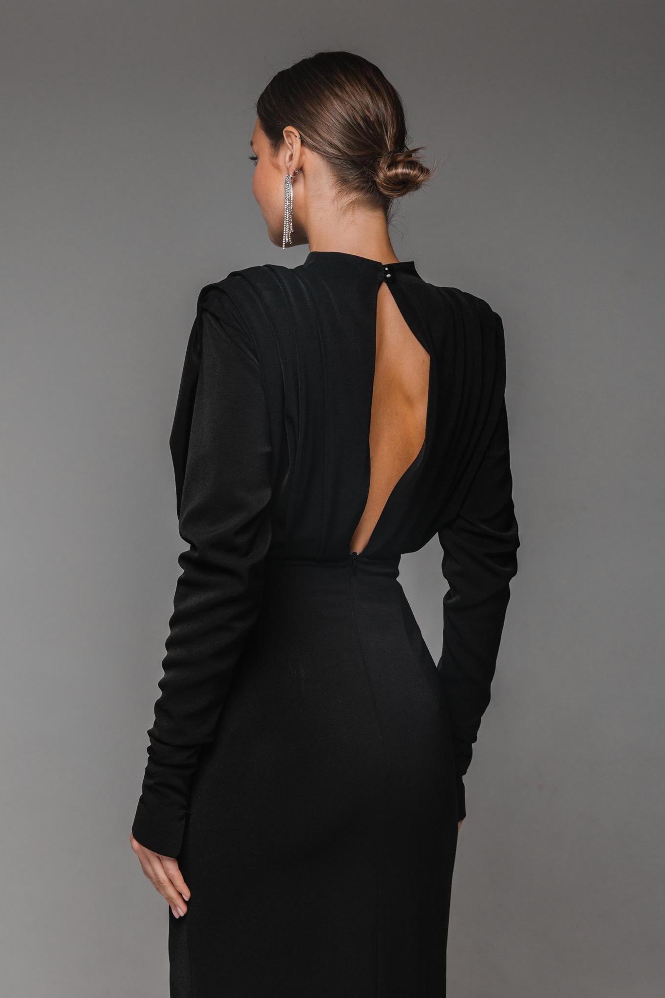 Solid High Split Long Sleeve Midi Dress Solid High Split Long Sleeve Midi Dress