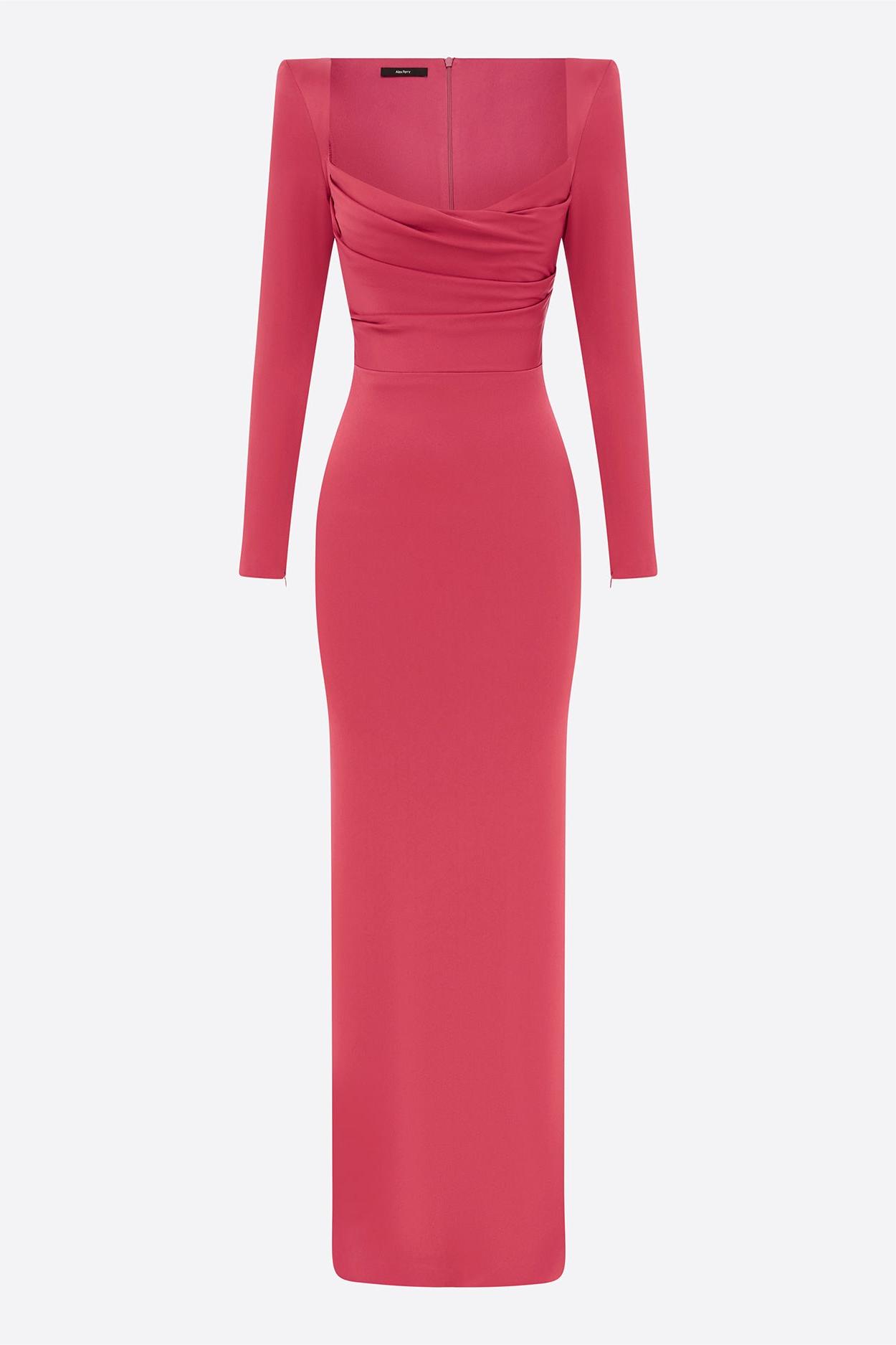 Satin Square Collar Long Sleeve Maxi Dress Satin Square Collar Long Sleeve Maxi Dress