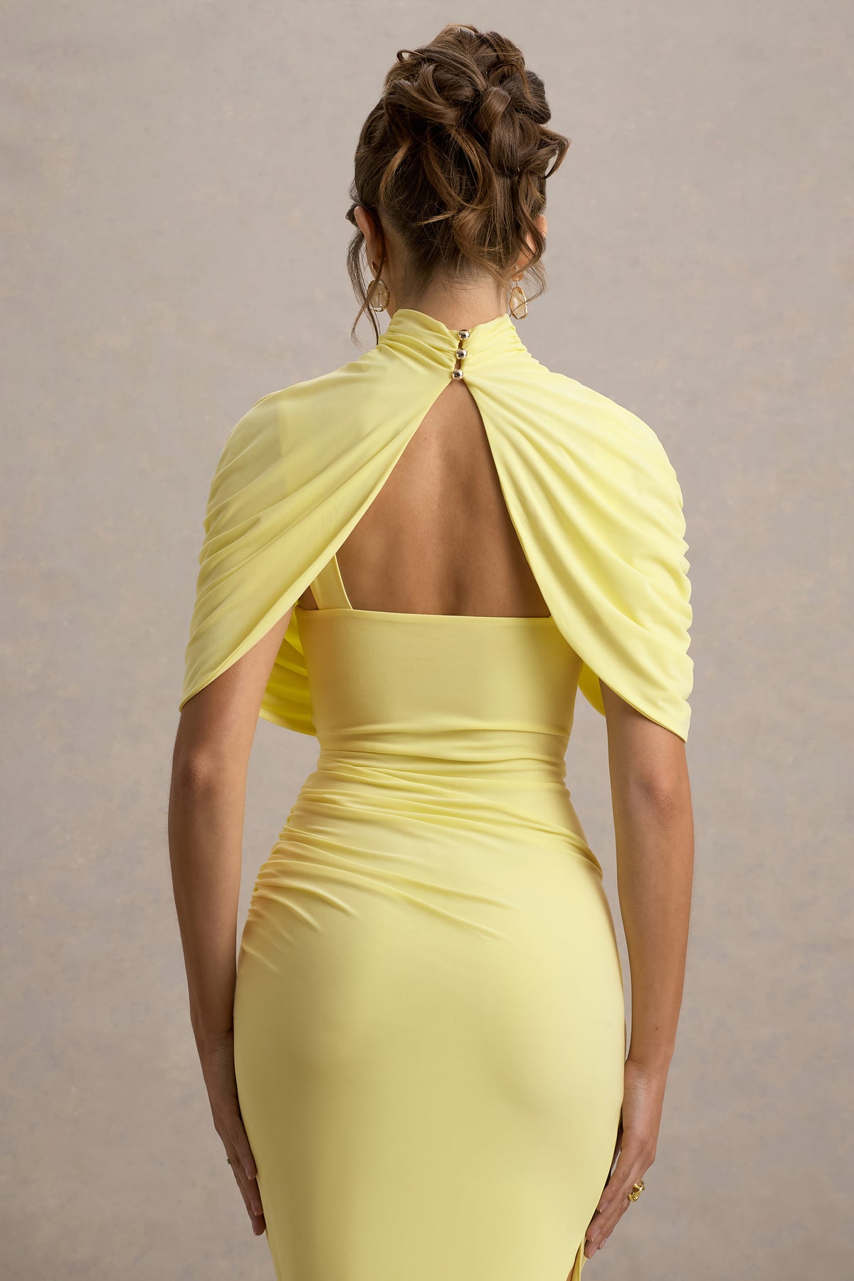 Asymmetric Twisted Cape Midi Dress Asymmetric Twisted Cape Midi Dress