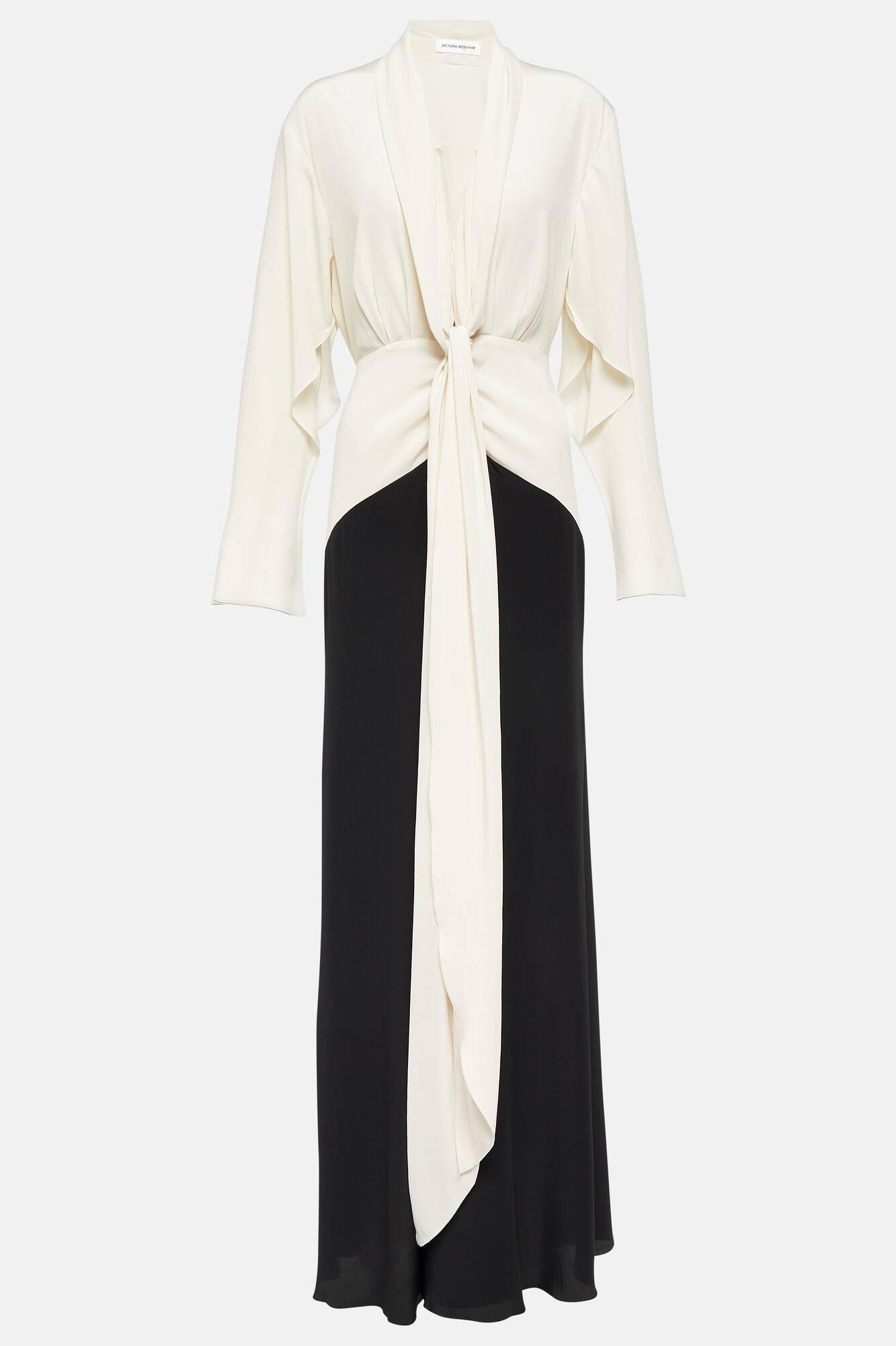 Contrast Color Splicing Lace-Up Maxi Dress Contrast Color Splicing Lace-Up Maxi Dress