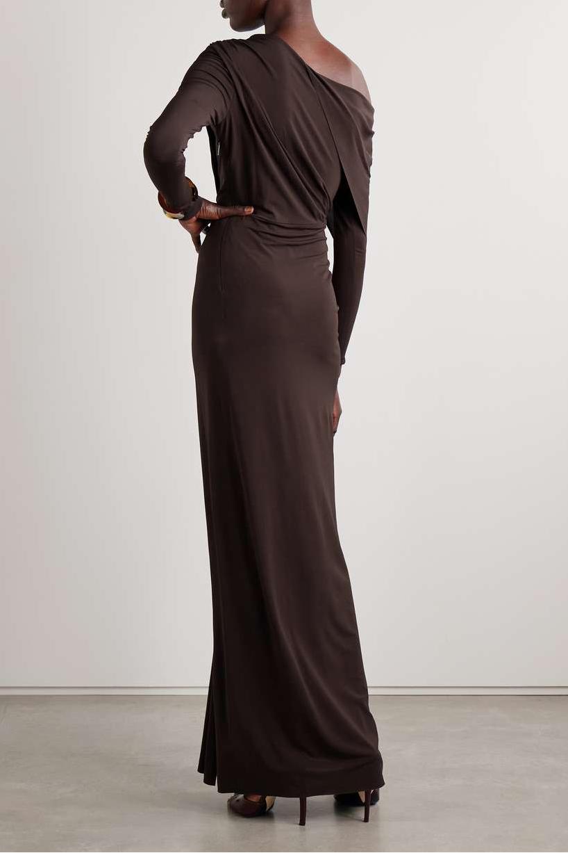 Skew Collar Jersey Split Midi Dress Skew Collar Jersey Split Midi Dress