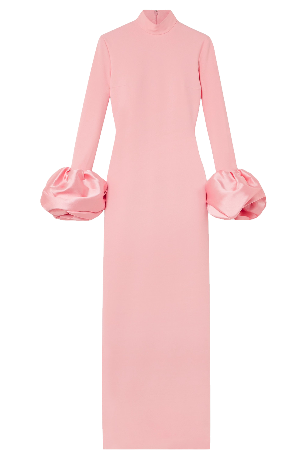 High Neck Faille-Trimmed Slit Midi Dress High Neck Faille-Trimmed Slit Midi Dress