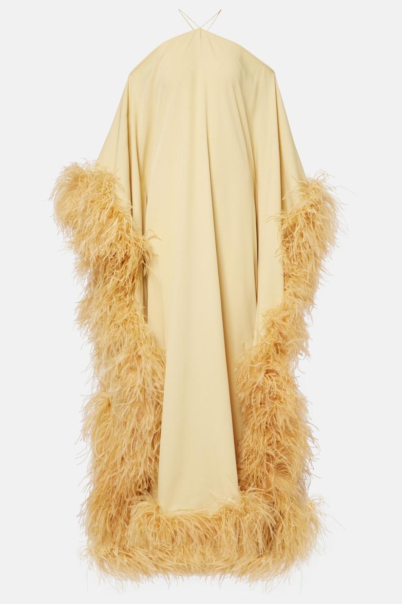 Feather Halter Neck Tie-Up Maxi Dress Feather Halter Neck Tie-Up Maxi Dress