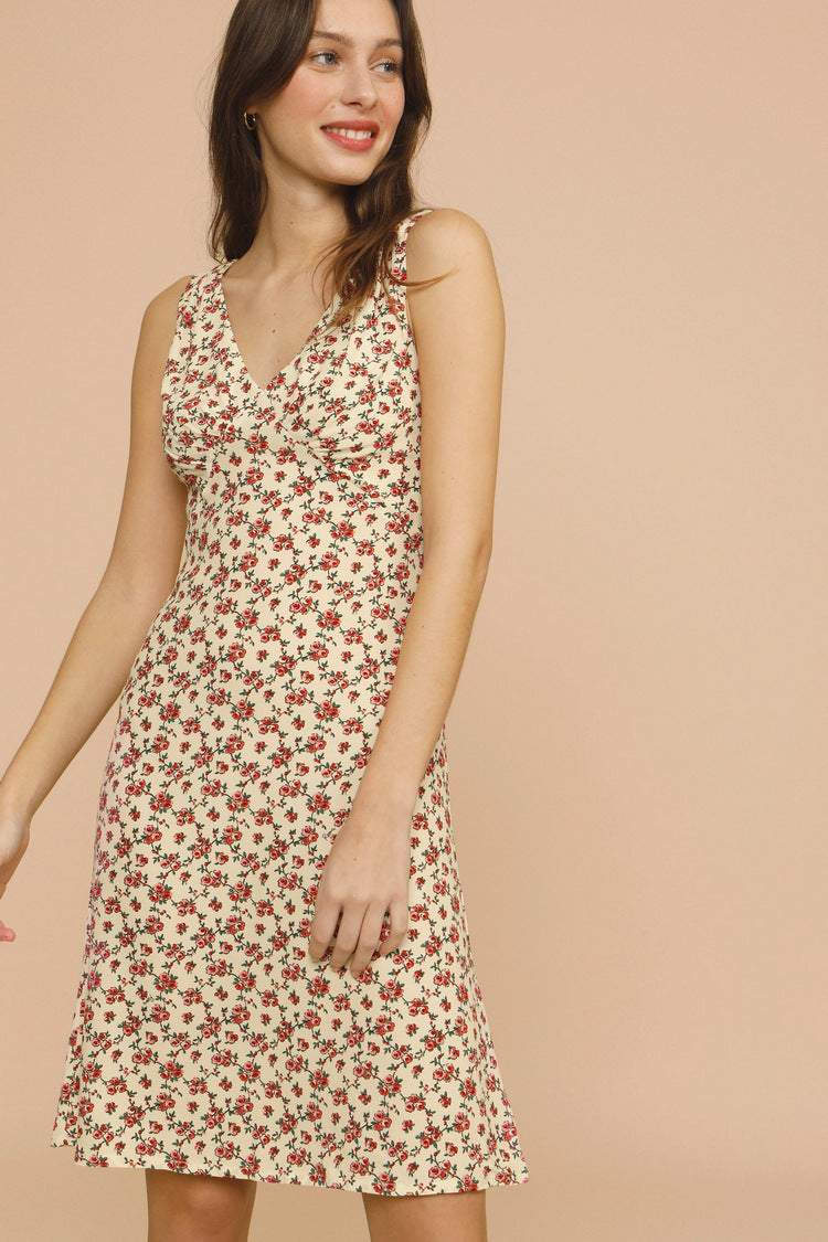 Floral Sleeveless V-Neck Midi Dress Floral Sleeveless V-Neck Midi Dress