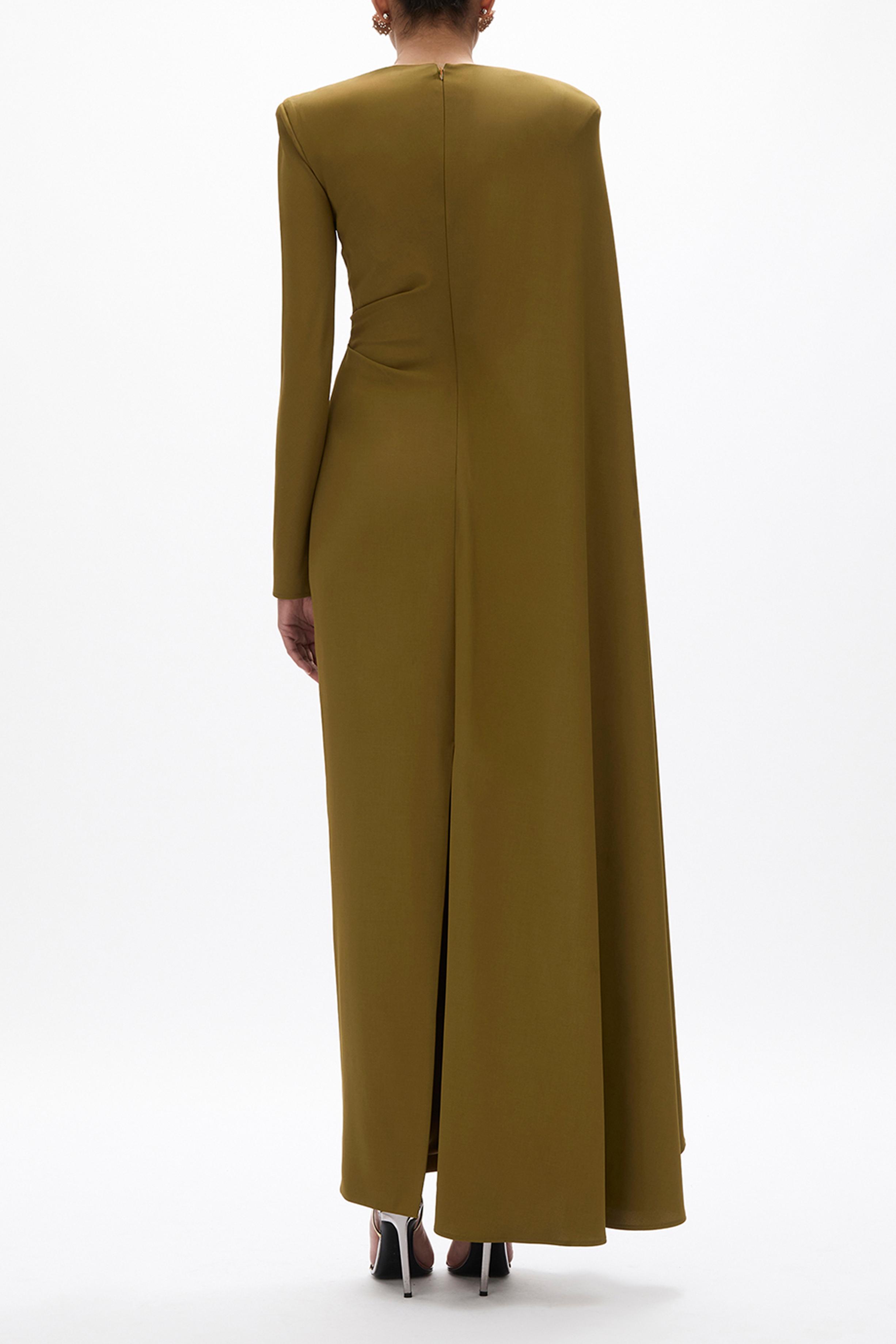 Pleated Round Neck Cape Maxi Dress Pleated Round Neck Cape Maxi Dress