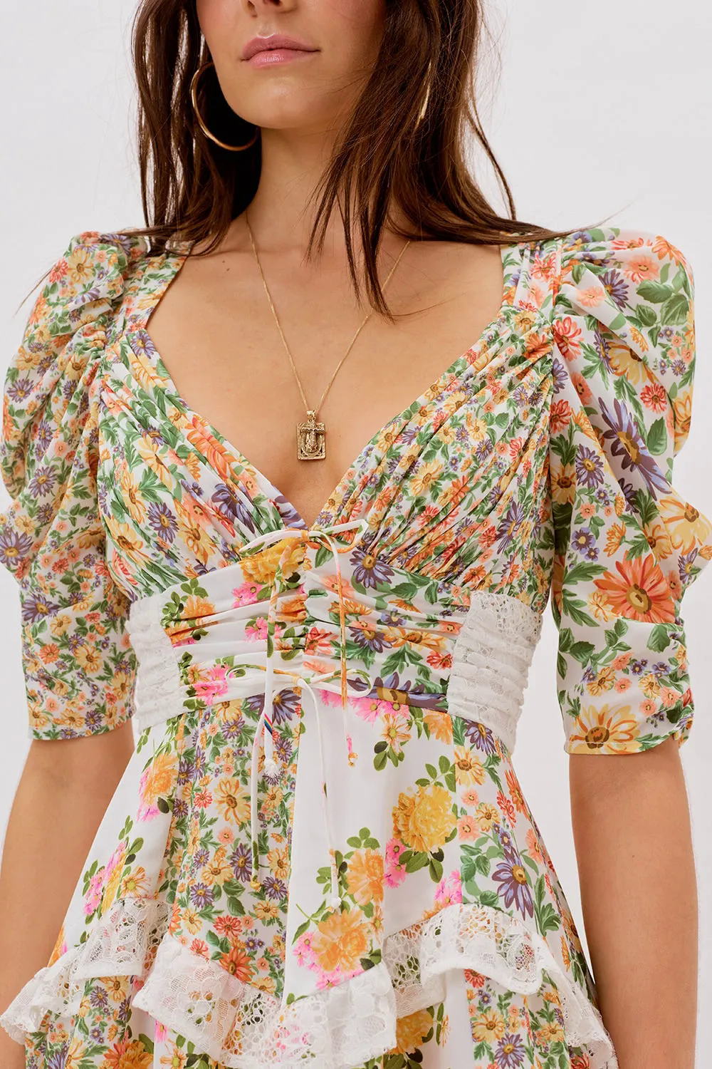 Floral Lace Puff Sleeve Mini Dress Floral Lace Puff Sleeve Mini Dress